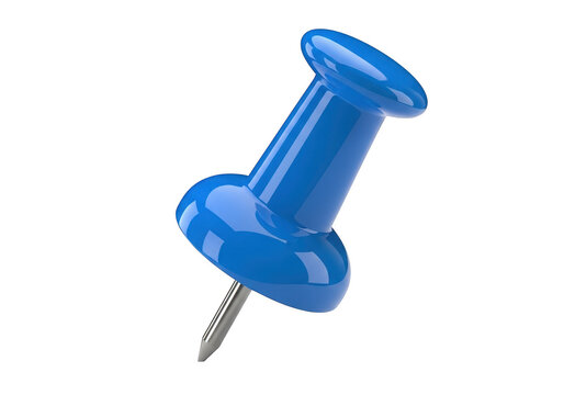 Blue thumbtack isolated on transparent background