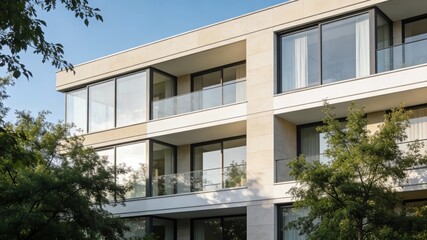 Fototapeta premium Modern apartment building with balconies