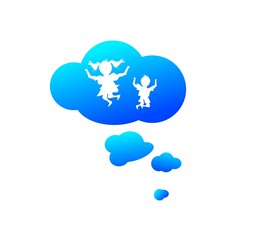 Illustration of thinking bubble children