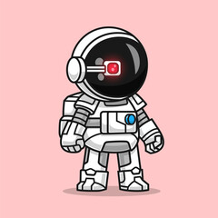 Obraz premium Cute Astronaut Robot Cyborg Cartoon