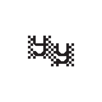 YY Alphabet Design Modern Abstract Bold Initial Pixel Vector Alphabet Logo Monogram
