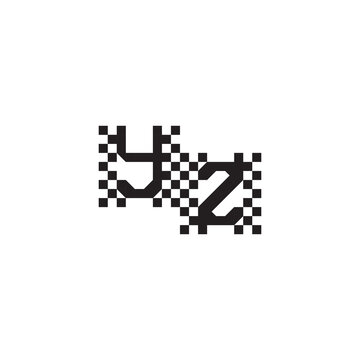 YZ Alphabet Design Modern Abstract Bold Initial Pixel Vector Alphabet Logo Monogram