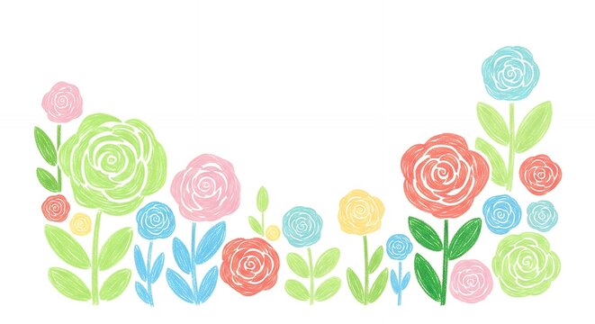 Whimsical Floral Illustration with Abstract Roses