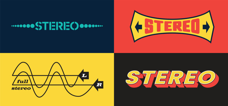 Set de logos de la palabra Stereo con estilo vintage