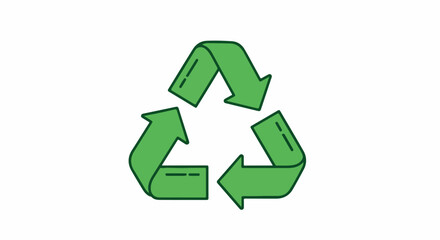 Obraz premium Green recycling symbol with arrows on white background, representing environmental conservation and eco-friendliness.