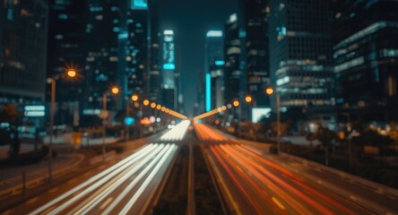 Fototapeta premium soft unfocused cityscape and blurred traffic creating night background