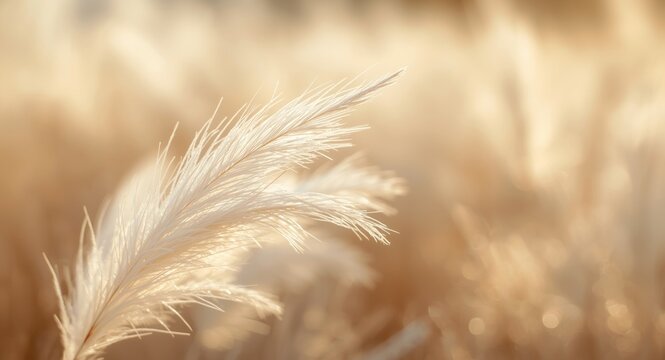 Soft pampas grass blades with dreamy bokeh background for editorial layout