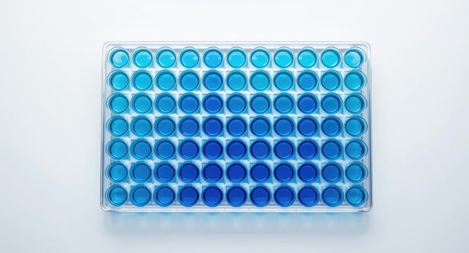 Sample preparation in 96 well plate with blue colored liquids