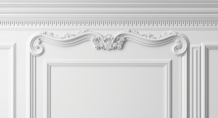 Obraz premium White matte background presenting classic gypsum cornice and sophisticated decorative molding