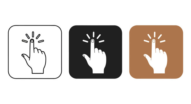 Hand click icons set flat design vector illustration - Clipart. Icon vector -  Icon collection - icon set - Line and glyph icon and logo template - Editable Icon