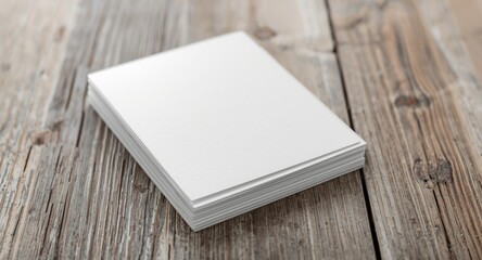 Fototapeta premium Classic white index cards with retro design on wooden surface offering copy space