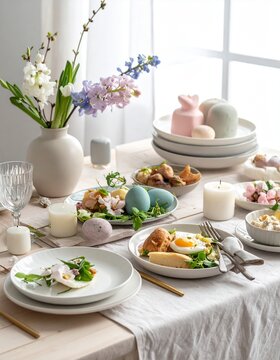 Minimalistischer Osterbrunch in Pastell
