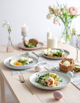 Minimalistischer Osterbrunch in Pastell