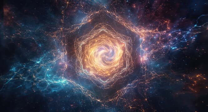 Visualization of cosmic portal formed from intertwined quantum planes and multidimensional density fields