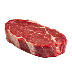 Fototapeta premium Raw beef ribeye steak with fat marbling. Studio food cutout isolated on transparent background, PNG. Meat ingredient for cooking, grilling and butcher shop concept. Design for poster, banner. Close up