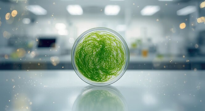 Lab culture of unicellular green algae Chlorella genus belonging to Chlorophyta division