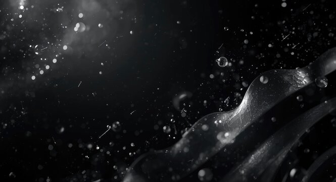 Modern 3D monochrome background with luminous quantum technology particles and dark matter inspired digital effects