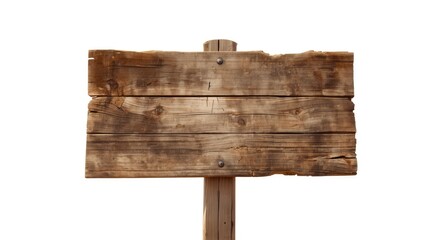 weather-beaten wooden sign in dry desert region with white background