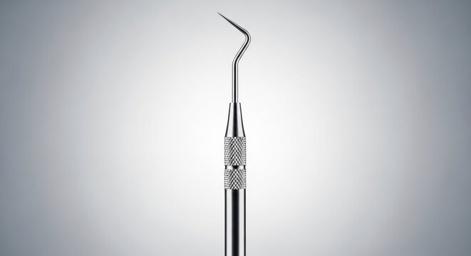 Dental tool for examination and cleaning with curved tip  