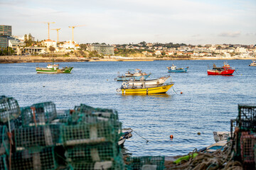 Santa Marta palace and fishing harbor foreground