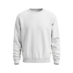 Fototapeta premium A cozy white long-sleeved sweatshirt with a round neck and ribbed cuffs isolated on transparent background