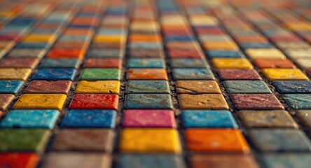 Ceramic tile background with a colorful square mosaic perfect for decorative wallpaper themes