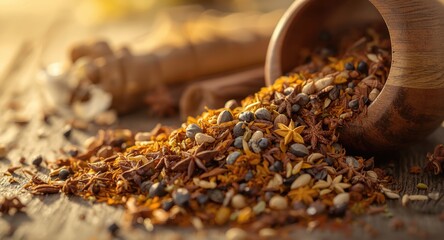 Natural adaptogen herb and spice mix promoting resistance to stress and body function health