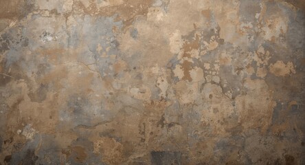 View from above of a bare brown tablecloth laid on an aged cement surface featuring copy space