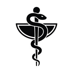 The caduceus symbol featuring a staff with two snakes and wings