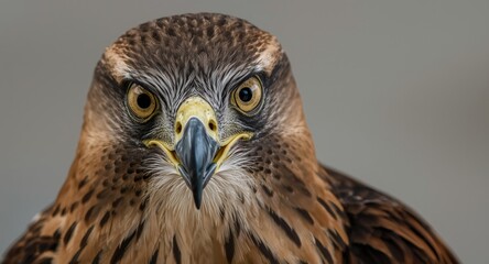 Obraz premium Intense close up shot of a raptor with an astonished expression and vivid feather details