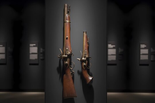 16th Century Portuguese Matchlock Firearm in Museum Display