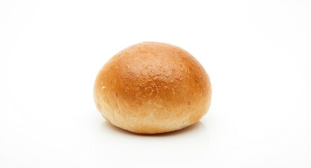 Close up of a crunchy crust bread roll standing alone on white background
