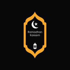 Ramadan label template with Islamic ornaments