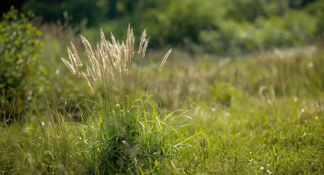 Setaria species bristlegrass flourishing in a dense natural grassland environment