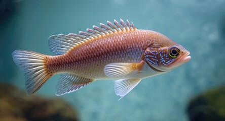 Underwater view of a lively fish displaying distinctive fins and scales in aquarium