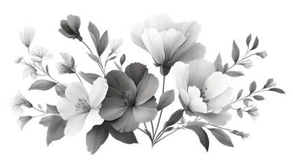 Obraz premium A beautiful black and white floral illustration