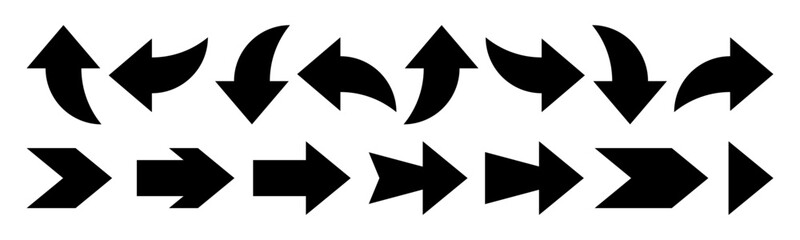 Аrrow icon set. Cursor collection. Different Arrows on flat style for web or interface design. Direction symbols