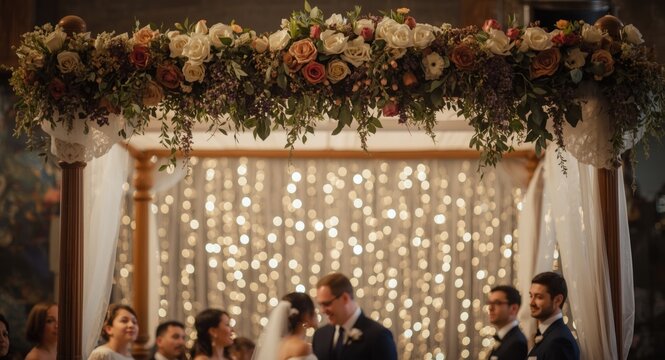 Heartfelt wedding honoring Jewish rituals beneath a charming chuppah with twinkling bokeh