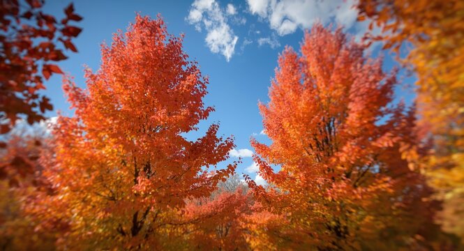 Fall season foliage of Nyssa sylvatica Wildfire with bright tones
