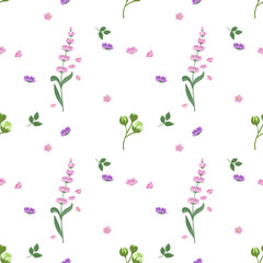 seamless pattern with pink flowers