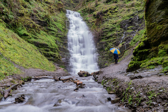 Water-Break-its-Neck Waterfall near New Radnor, Powys in Mid Wales, UK.