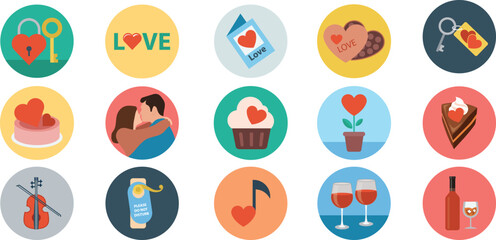 Set of colorful Easter eggs icons in a flat vector illustration design for web interface food elements