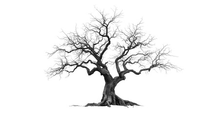 Obraz premium solitary barren ancient tree isolated on plain white background