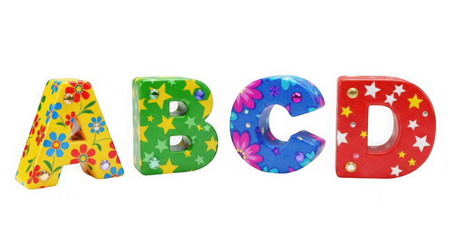 Colorful wooden blocks spelling out the letters a b c d