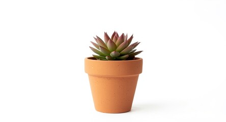 Obraz premium Handmade clay pot holding vibrant succulent on clean white background