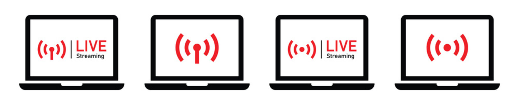 Live streaming on laptop icon illustration