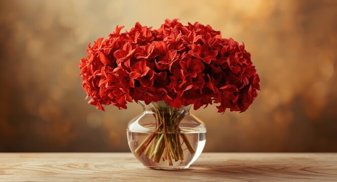 Vase filled with clustered red nerium flowers demonstrating rich and lively tones