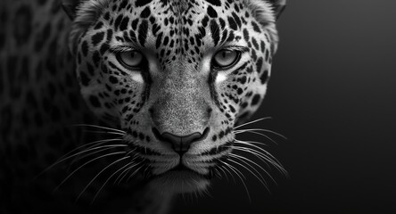 Obraz premium black and white close up portrait of a majestic leopard face