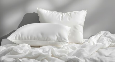 Breathable white pillows made from memory foam and cozy bedding material