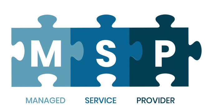 MSP, Managed Service Provider acronym. Concept with keyword and icons. Flat vector illustration. Isolated on white